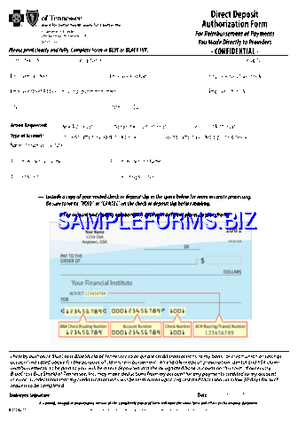 Tennessee Direct Deposit Form 2